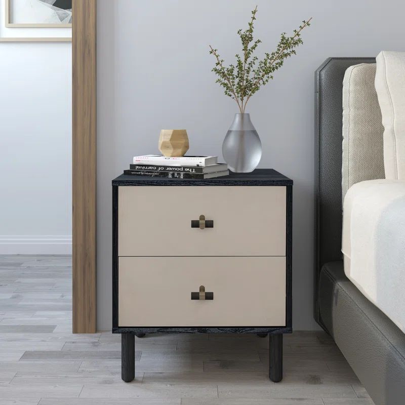 Audrey 22.6" Tall Faux Leather 2 Drawer Nightstand | Wayfair North America