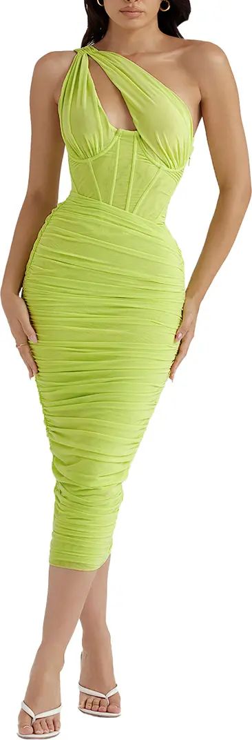Valentina Asymmetric Cutout One-Shoulder Midi Dress | Nordstrom
