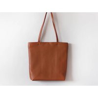 Simple Brown Leather Tote Bag | Etsy (US)