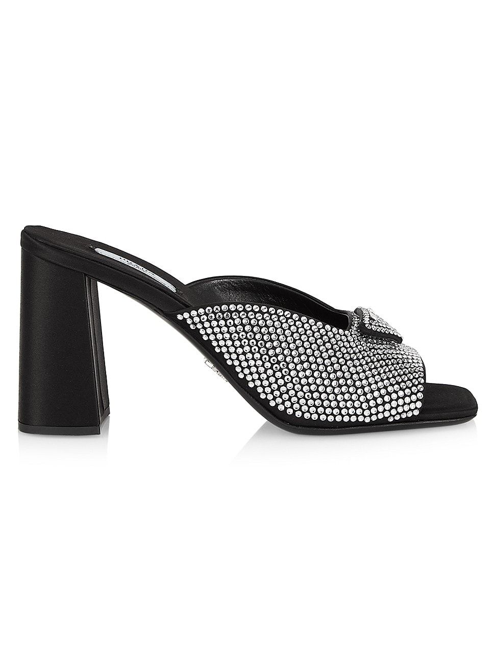 Women's Crystal-Embellished Satin Mules - Cristal - Size 6 | Saks Fifth Avenue