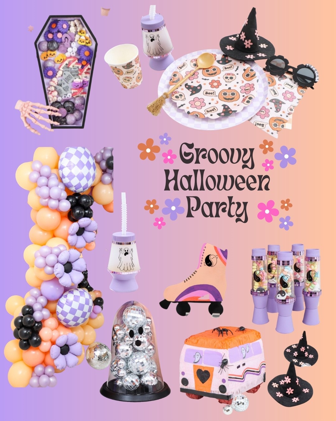 🚨 TRICK OR THEME DROP #1 🚨
This week’s drop: Groovy Halloween 🎃🌸🪩
Think disco ghosts, groovy dark florals, and lava-lamp glow—a mash-up of retro charm and spooky season magic.
 
Here’s what you’ll find in this drop:
✨ DIY lava lamp favors & retro spooky glasses you can recreate at home
🌸 Flower power witch hats for every guest
🪩 A Haunted Gingerbread House decorating activity that gets everyone in the groove
🛒 Shop-the-look picks to snag the vibe
⚡ Pro hack for setting up your decorating station stress-free
💀 Save this inspo for your Halloween party

👻 FOLLOW so you don’t miss the next drop! COMING SOON!
#trickortheme #groovyhalloween #halloweendecor #halloweendiy #halloweenpartyideas

#LTKParties #LTKKids #LTKSeasonal