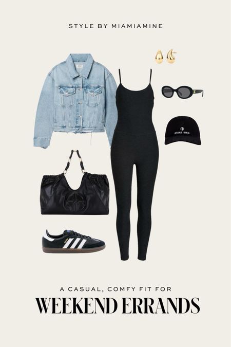 Weekend outfit ideas / travel outfit 
Agolde denim jacket
Nordstrom catsuit on sale
Adidas samba sneakers back in stock
Anine bing tote




#LTKtravel #LTKfindsunder100 #LTKfitness