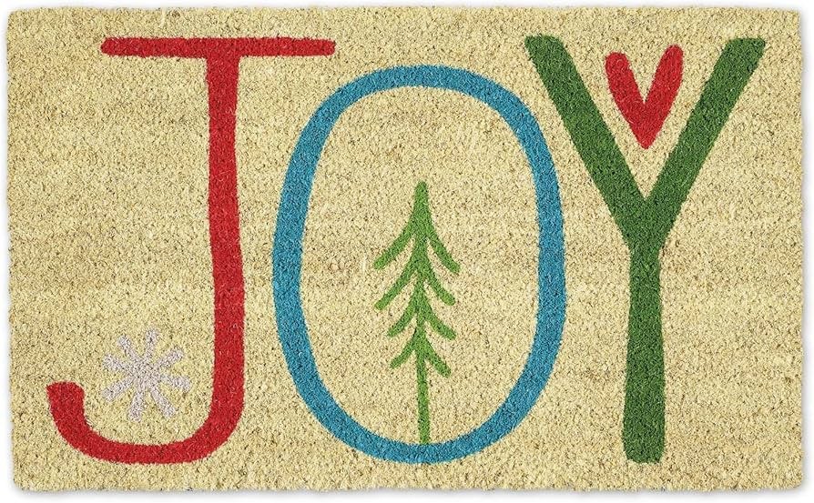 DII Christmas Welcome Mat Outdoor Natural Coir Doormat & Porch Décor, 17x29, Joy | Amazon (US)