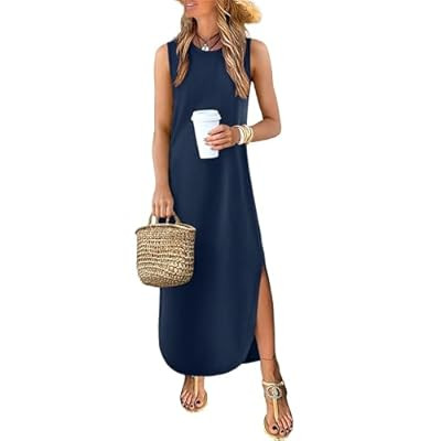 ANRABESS Summer Dresses for Women 2026，Sleeveless Loose Fit Casual Maxi Sundress，Wrin… | Amazon (US)