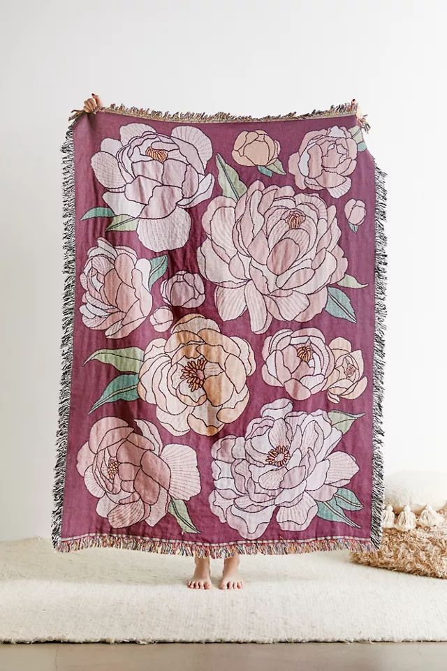 Valley Cruise Press Pleasing Peony Throw Blanket | Urban Outfitters (US and RoW)