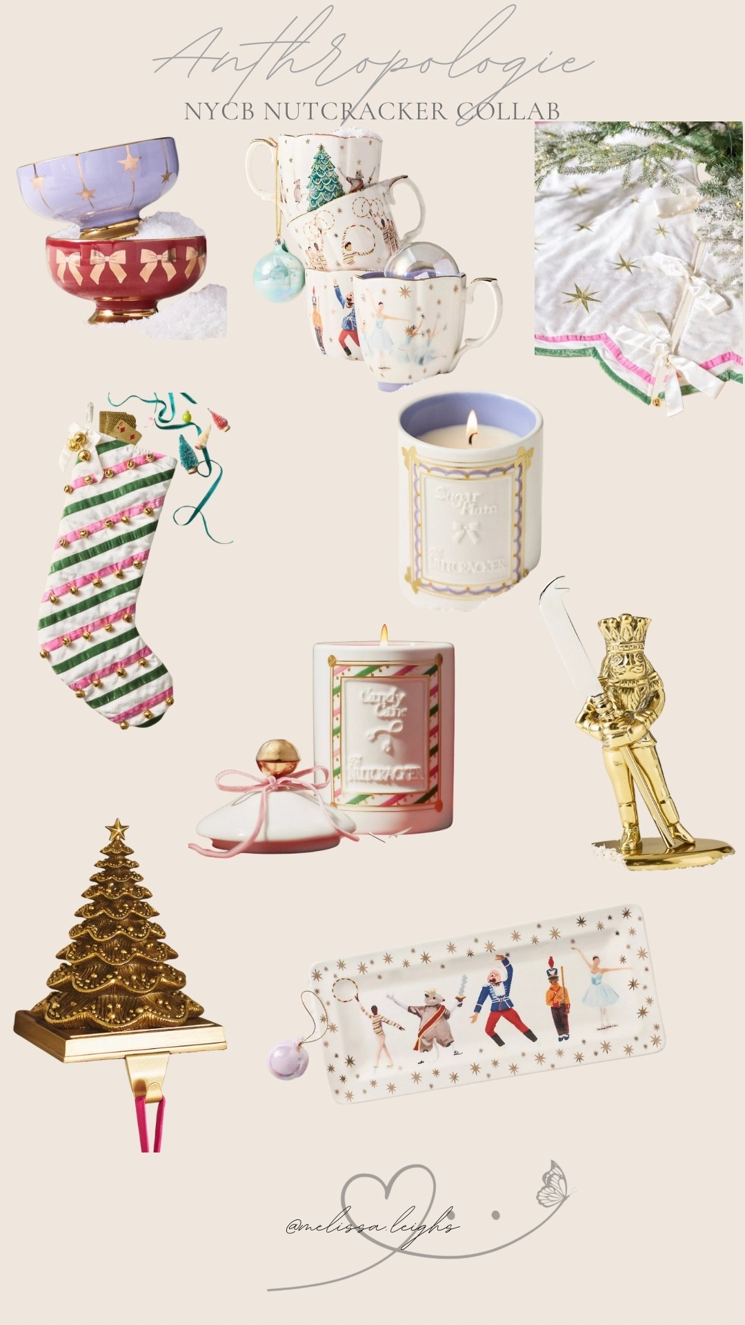 Anthropologie X New York city ballet Christmas decor collaboration

Christmas candle, stocking, stocking holder, table tray, butter knife holder, Christmas tree skirt, Christmas nut bowl, Christmas mugs 

Home decor, Christmas decor, ballerina decor, romantic Christmas style, classic Christmas style, nutcracker, snowflakes, ballet, Christmas finds 

#LTKHoliday #LTKHome #LTKSeasonal