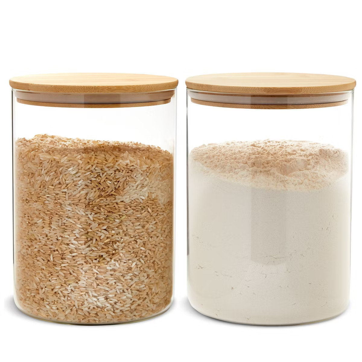 Juvale 2 Pack Large Bamboo Glass Storage Containers with Lids, 100 Oz Glass Jars, Pantry Storage ... | Target