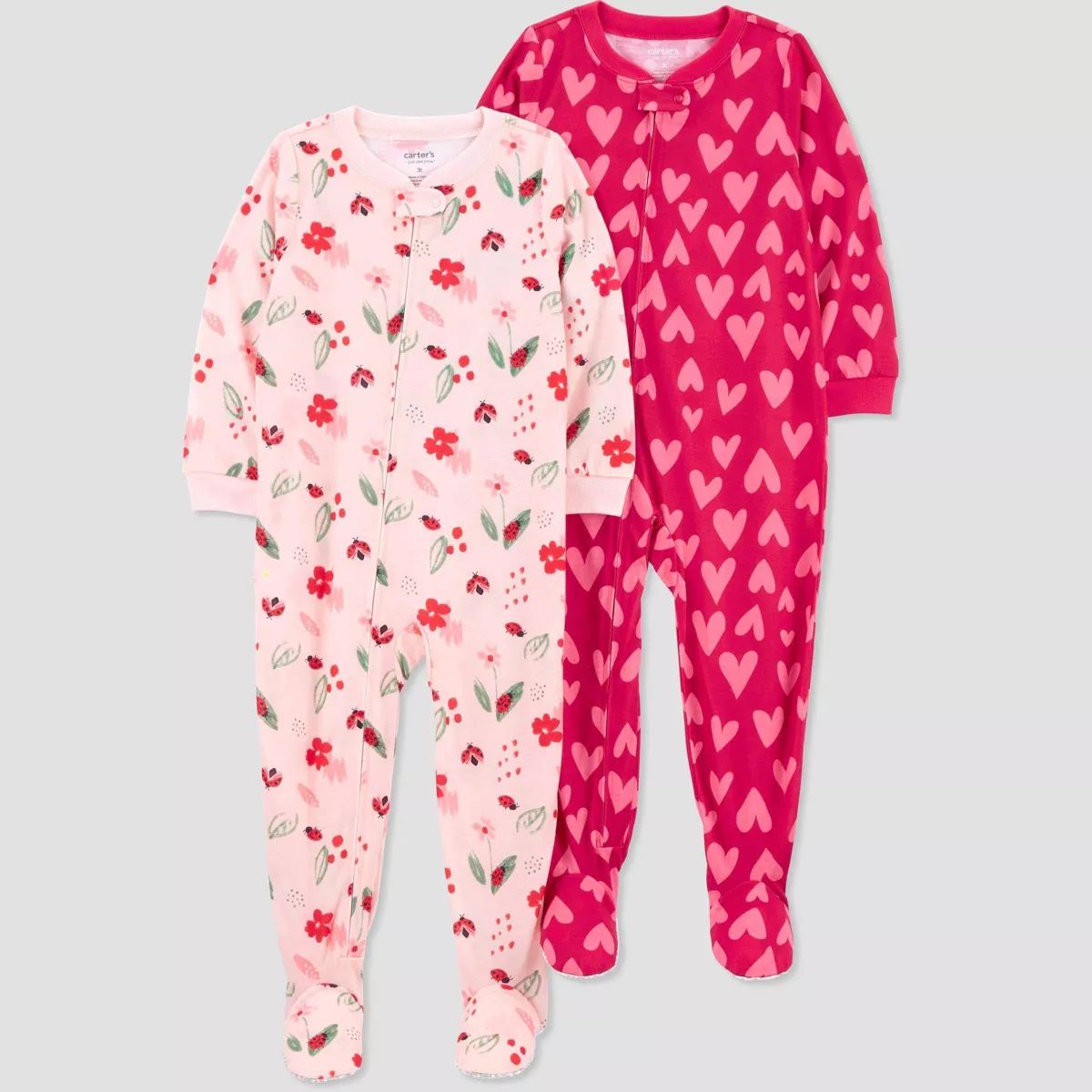 Carter's Just One You® Toddler Girls' Hearts & Floral Printed Footed Pajamas - Red/Pink | Target