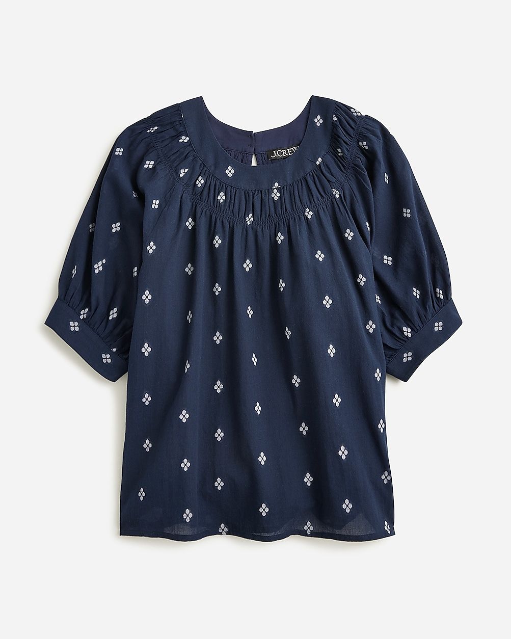 Smock-neck puff-sleeve top in dot | J.Crew US