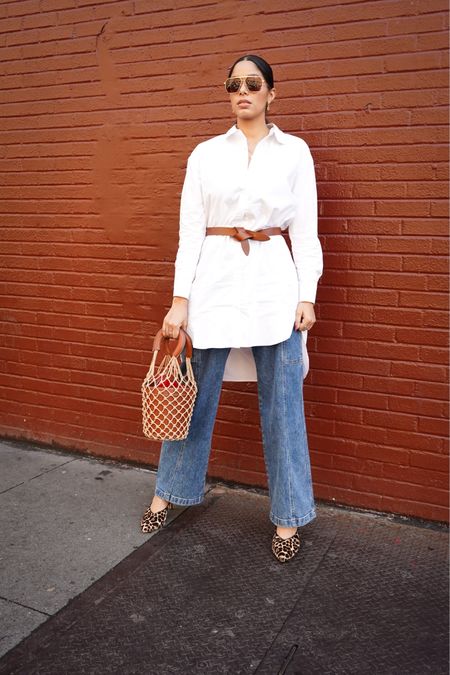 Perfect Spring Outfit: Maxi Oversized boyfriend white shirt with wide/cargo denim and touches of brown leather 

#LTKsalealert #LTKitbag #LTKstyletip