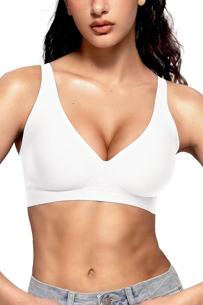 Vertvie Womens Wireless Seamless Bras Deep V No Underwire Push Up Bras Supportive Full Coverage B... | Amazon (US)