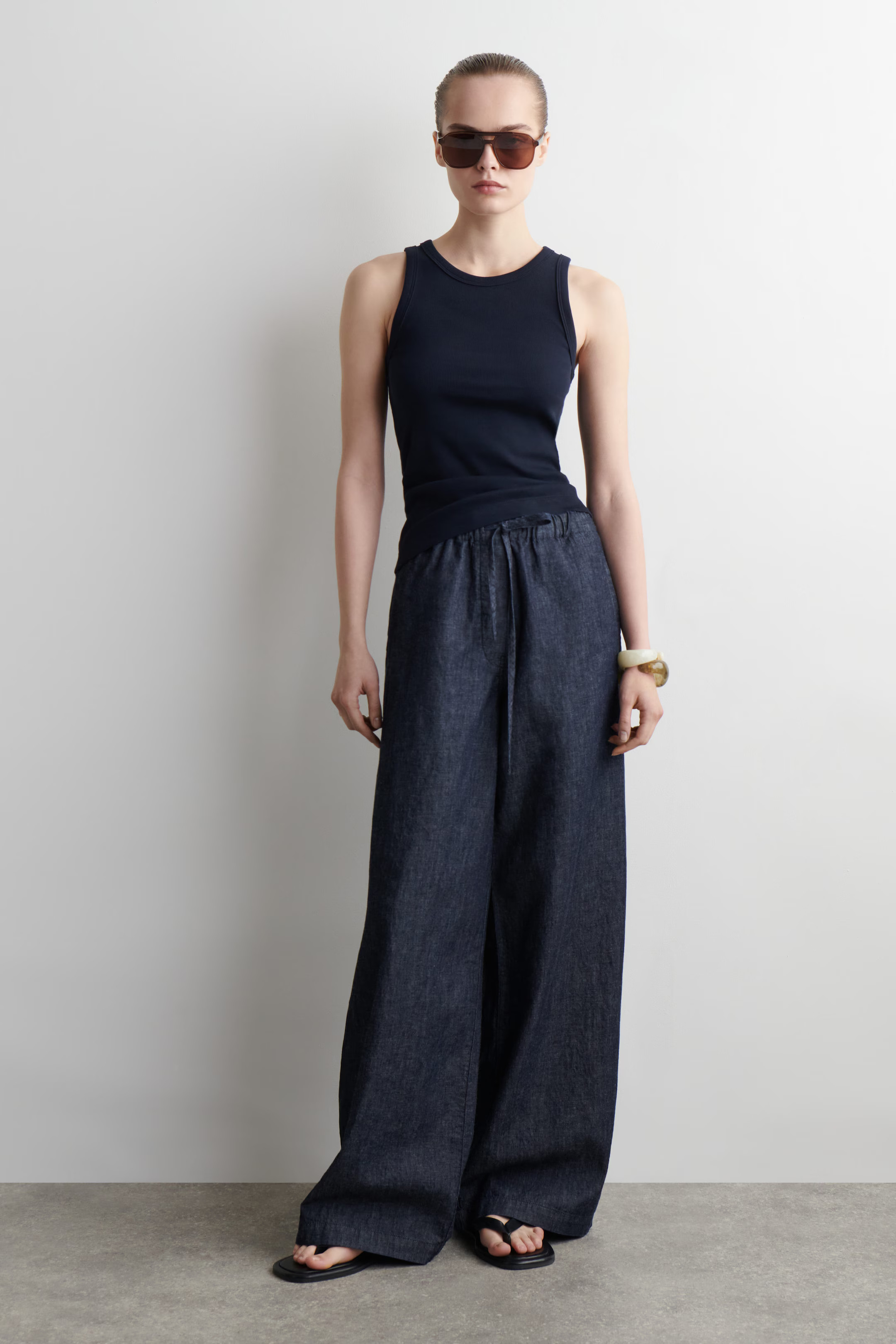DENIM WIDE-LEG DRAWSTRING PANTS | COS (EU)