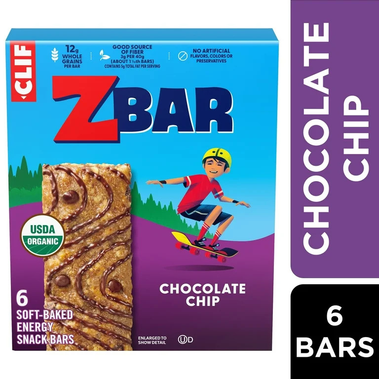 Zbar Chocolate Chip Flavor Soft Baked Snack Bars, Organic Granola Bars, 6ct | Walmart (US)