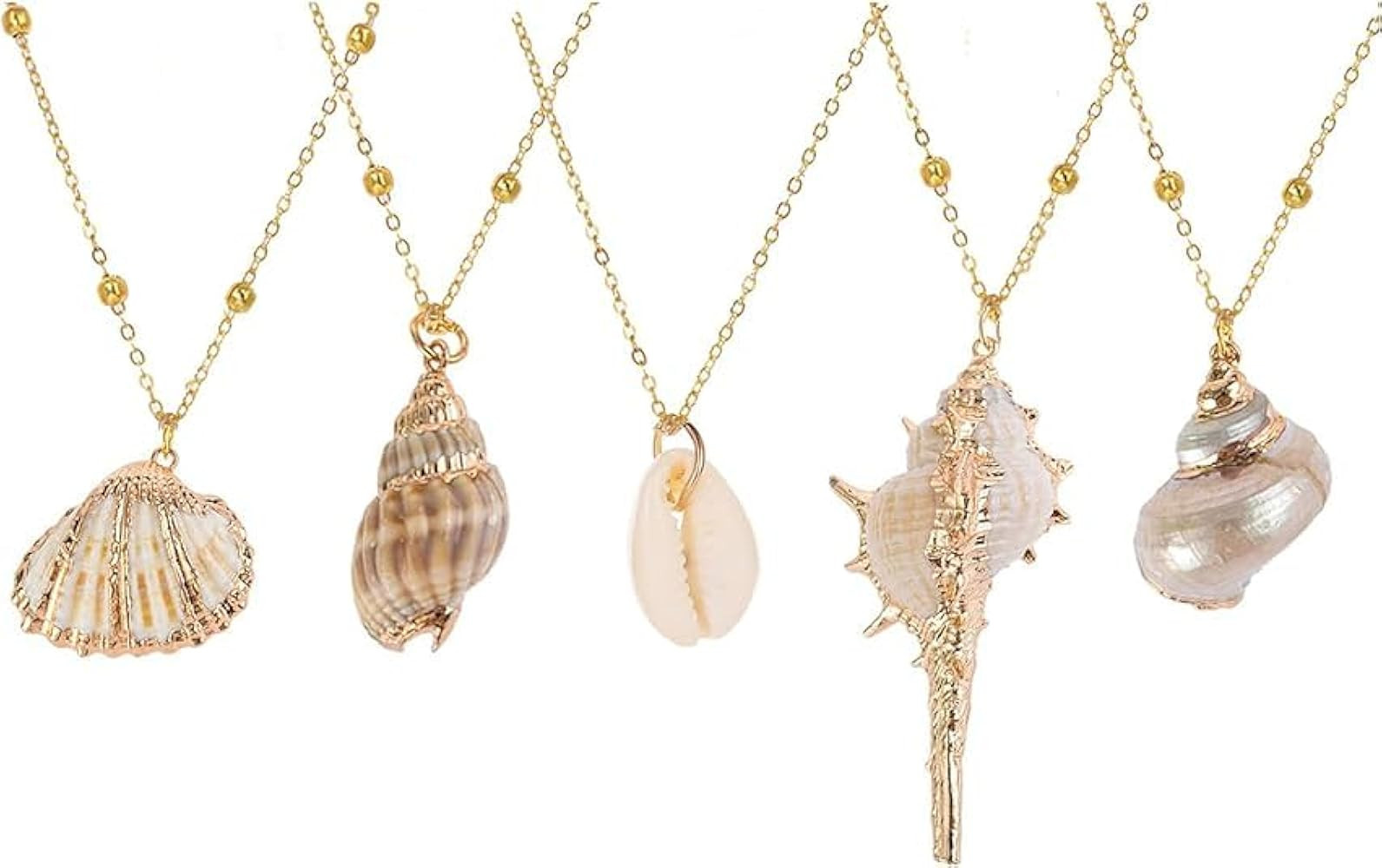 5Pcs Shell Necklace Beach Sea Shell Necklaces for Women Natural Seashell Scallop Conch Pendant Ne... | Amazon (US)