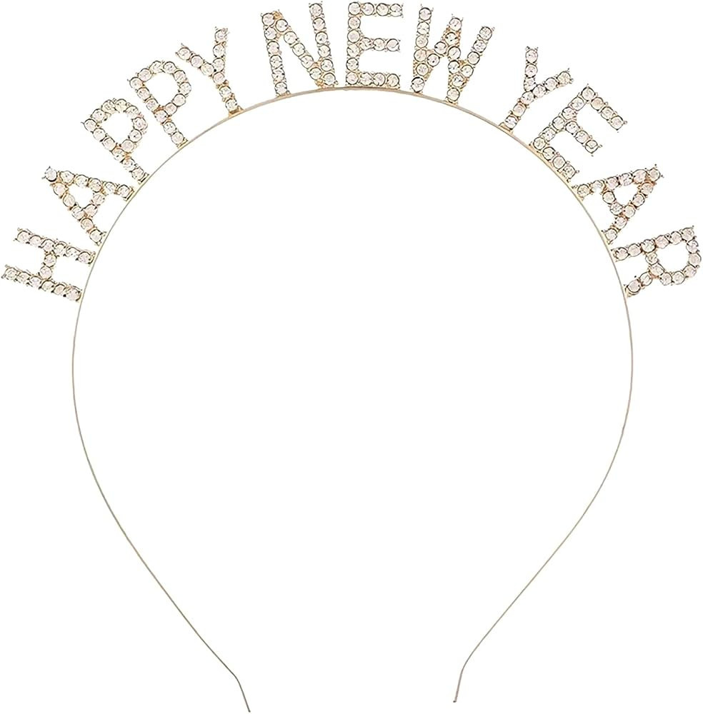Happy New Year Headband Womens 2025 New Years eve Rhinestone Tiara Christmas Party Accessories Xm... | Amazon (US)