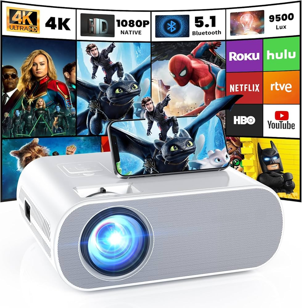 HOMPOW Projector, Native 1080P Full HD Bluetooth Projector with Speaker, Outdoor Portable Movie M... | Amazon (US)