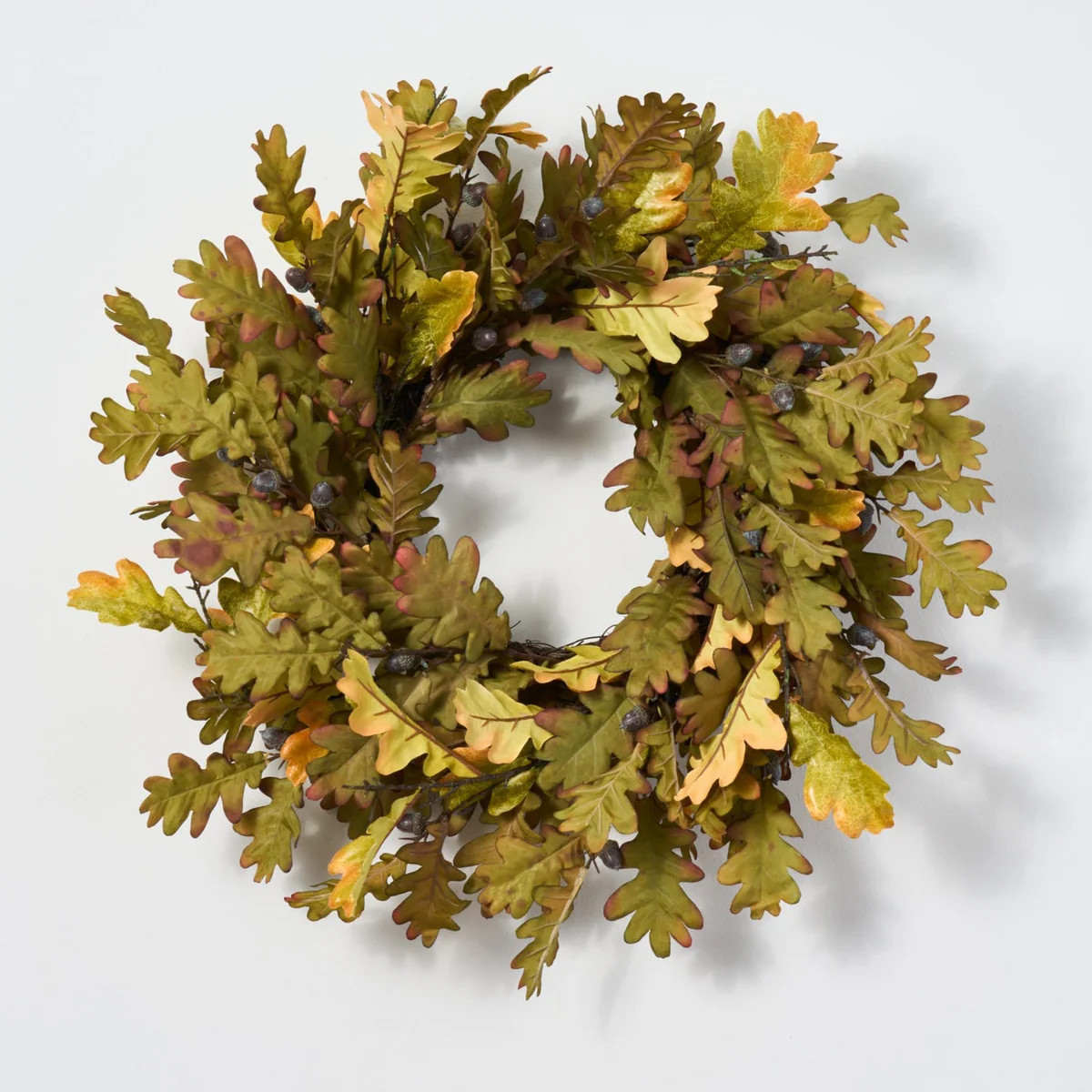 Autumn Green Oak Leaf & Brown Acorn Fall Front Door Wreath - Available in 2 Sizes | Darby Creek Trading