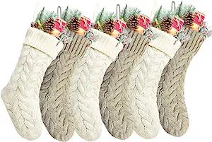 18" Khaki and Ivory Knit Christmas Stockings,6 Pack | Amazon (US)
