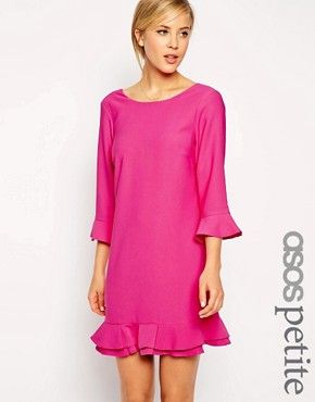 ASOS PETITE Mini Shift Dress with Peplum Hem - Hot pink | Asos RU