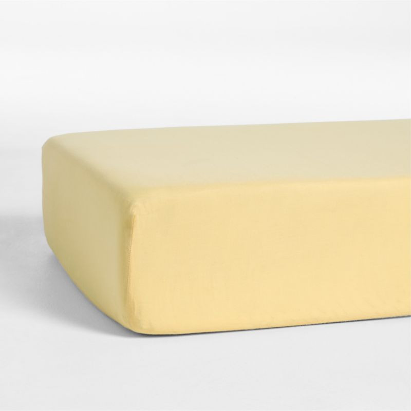 Supersoft Straw Yellow Organic Cotton Gauze Crib Fitted Sheet + Reviews | Crate & Kids | Crate & Barrel