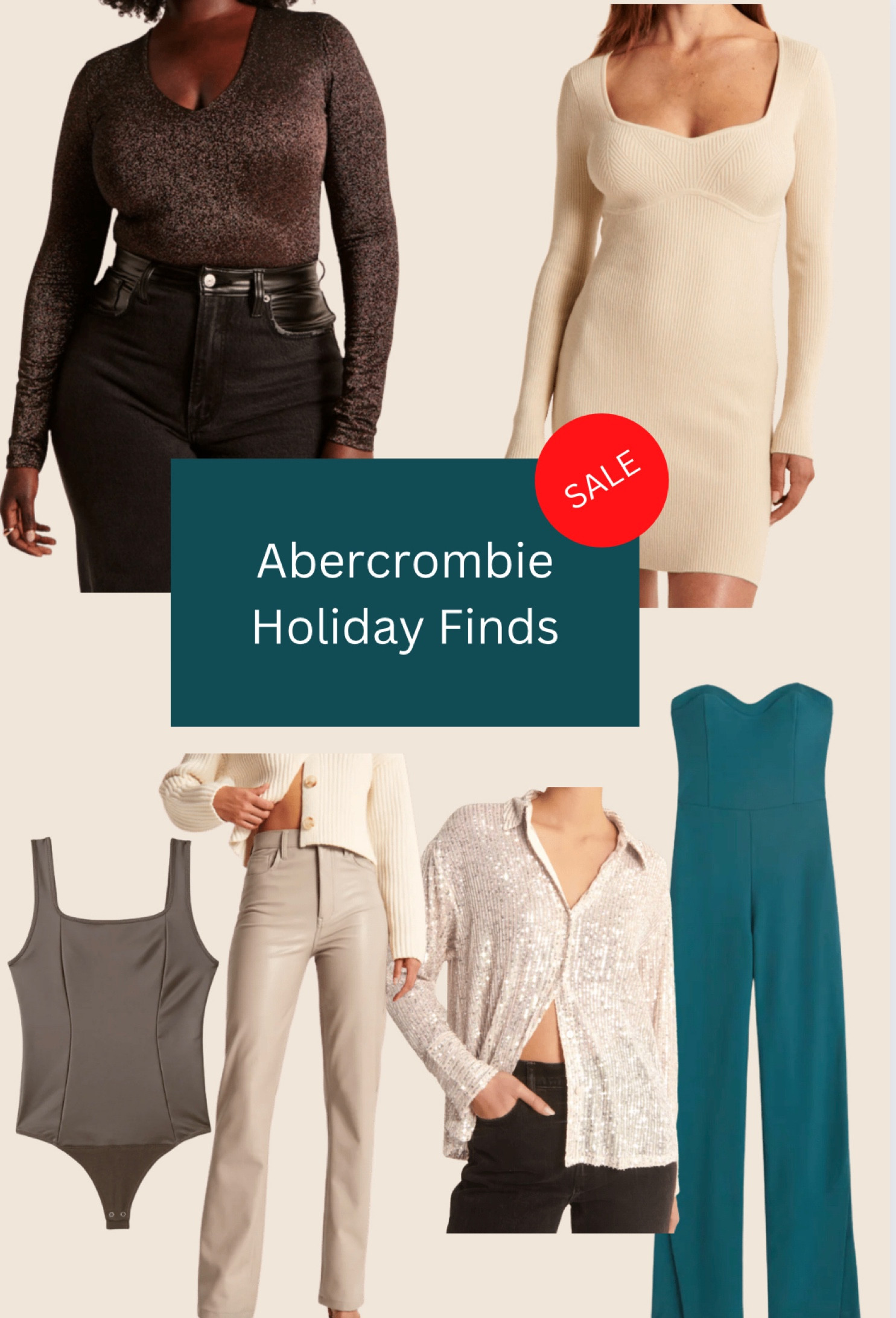 Shop Abercrombie - here are my top holiday finds in 2022! These items are all on sale, and you can always count on Abercrombie’s quality ❤️.

Some of these items would pair well together. The vegan leather pants would look perfect with the body suit or sparkly tops ✨.

The beige corset sweater dress is a staple item - you could dress it up or down depending on the occasion. 

The jumpsuit is my favorite. I think it would be an amazing holiday party outfit!

I would wear any of these to a Christmas cocktail, New Years party, date night, or winter get-together with friends.

Happy shopping! I hope you find something you love.

#holidaydress #holidayoutfit #abercrombie #shopltk #jumpsuit #sale 

#LTKHoliday #LTKSeasonal #LTKsalealert