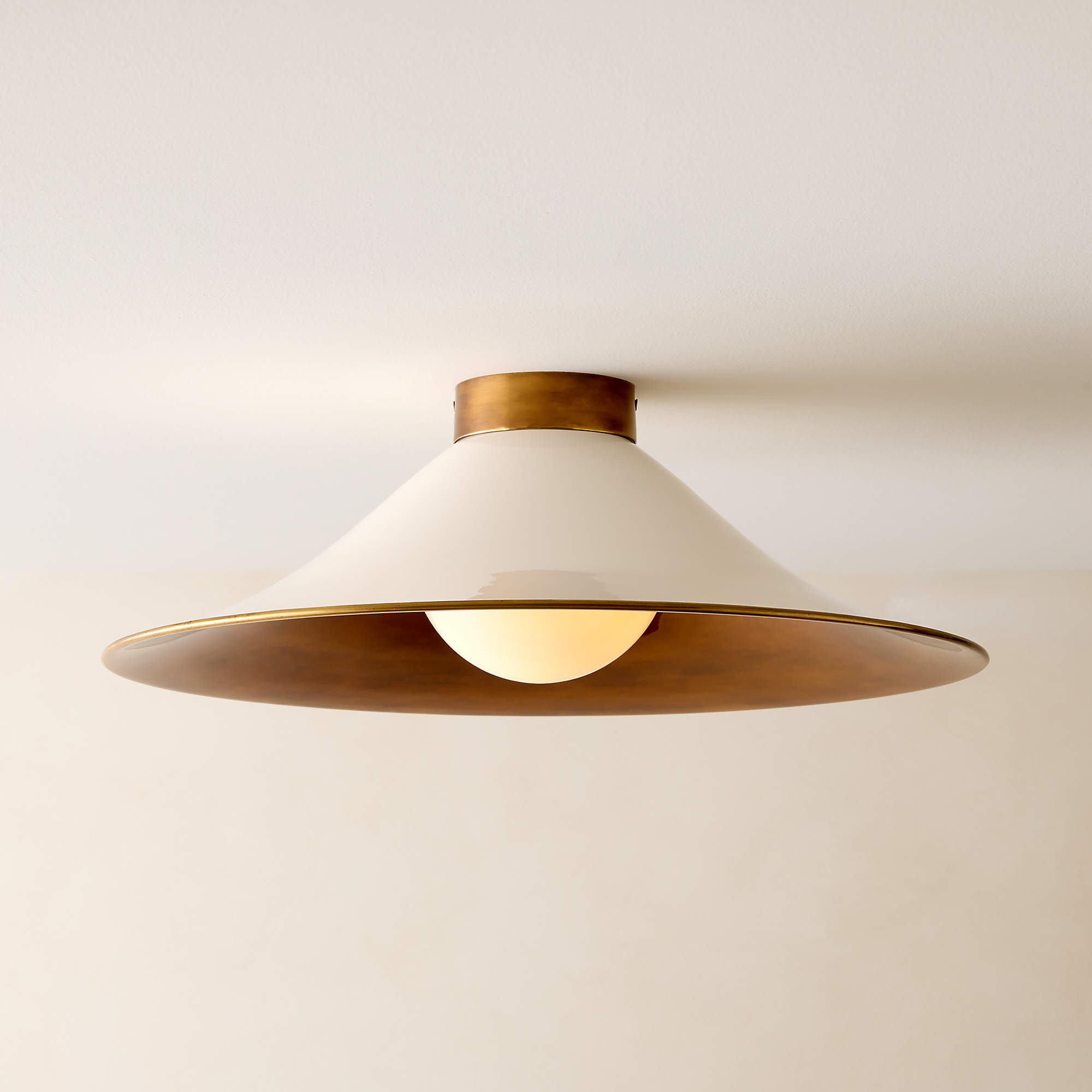 Tens White Enamel Flush Mount Light | CB2 | CB2