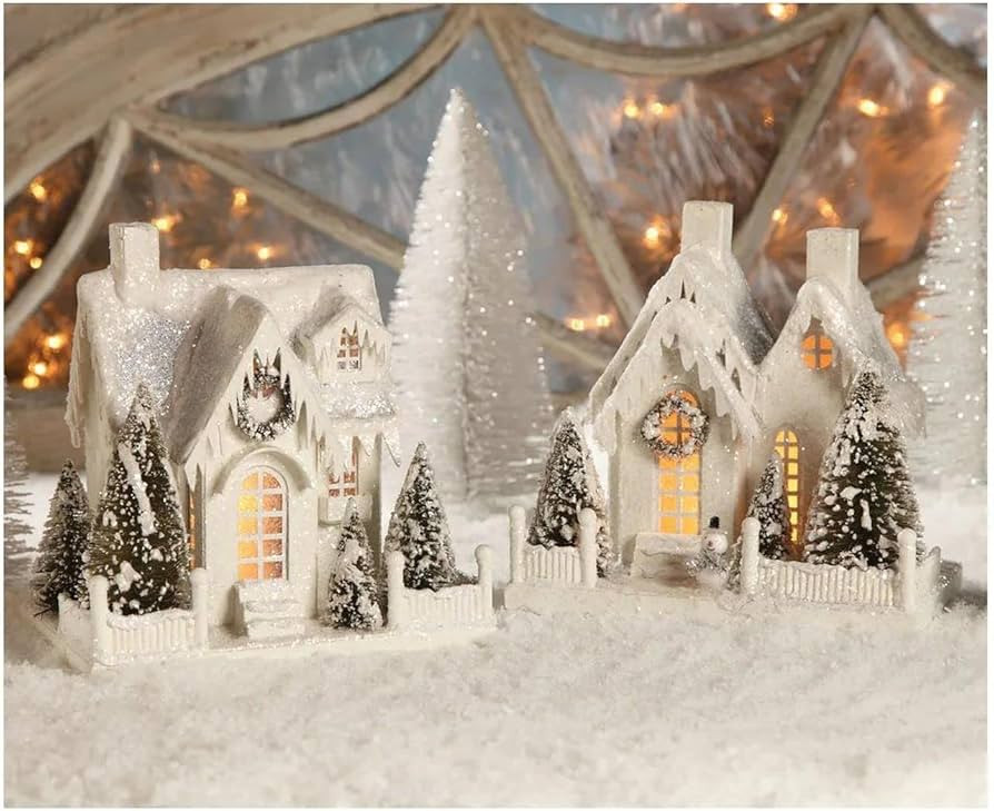 Bethany Lowe Ivory Cottage Large, Set of 2 | Amazon (US)