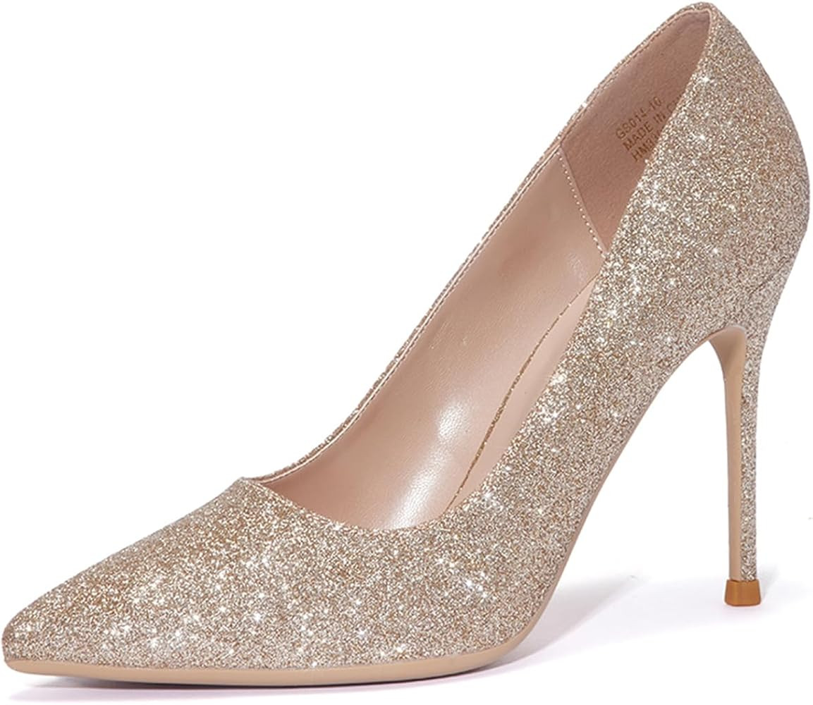 GENSHUO High Heels Pumps for Women Closed Toe,Sexy Pointy Stiletto Heels 4 Inch,Party Prom Dress ... | Amazon (US)