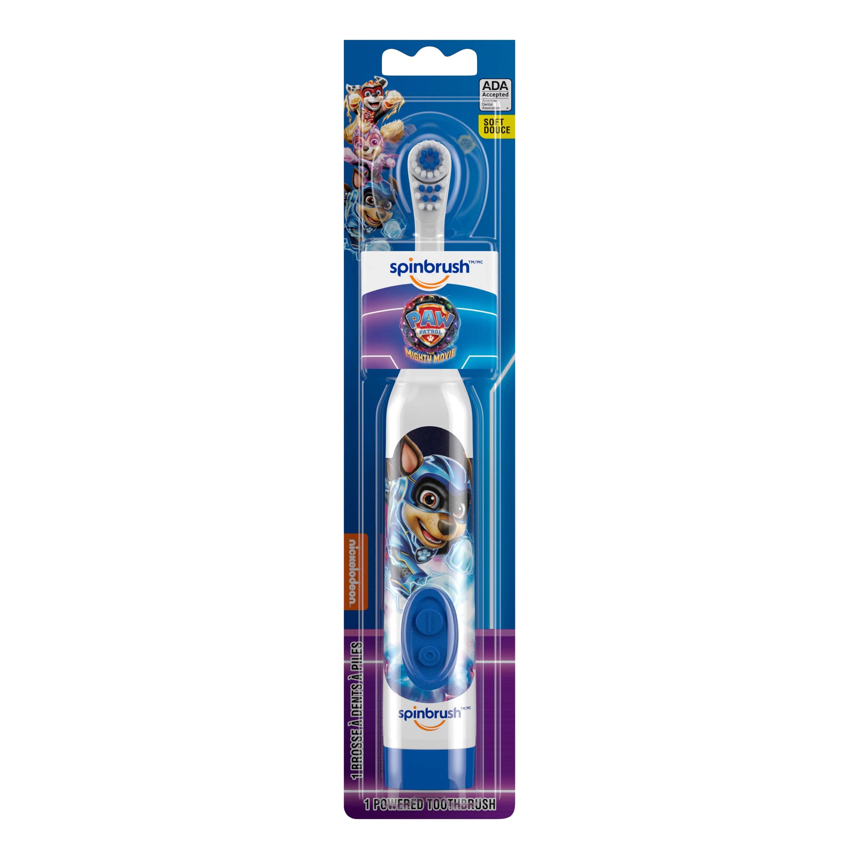 PAW Patrol Spinbrush Kids Battery-Powered Toothbrush, Soft Bristles, Ages 3+, Character May Vary | Walmart (US)
