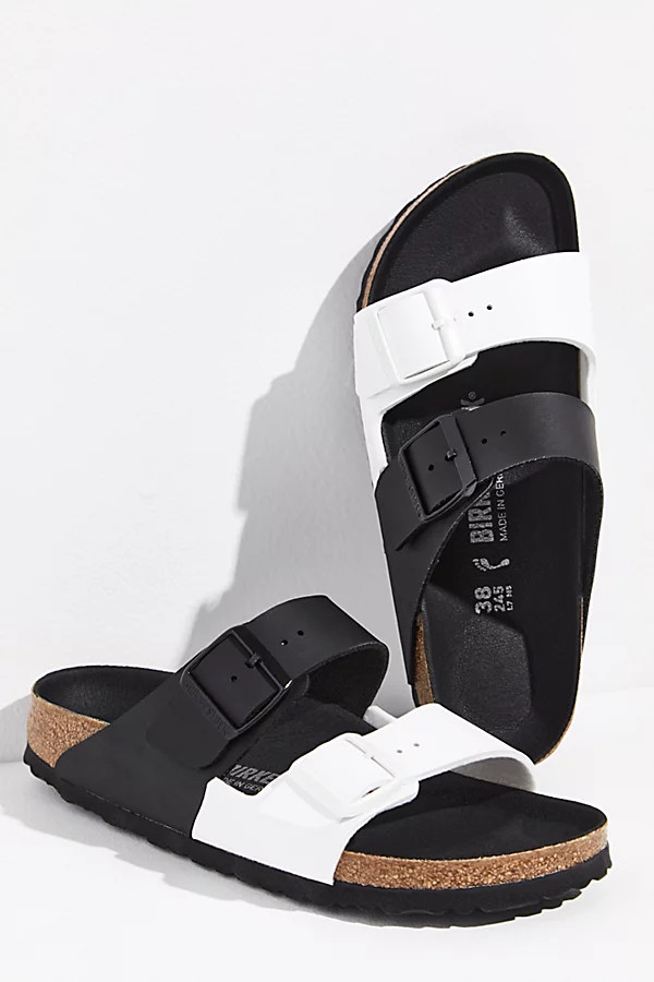 Arizona Split Birkenstock Sandals by Birkenstock at Free People, Black / White, EU 38 | Free People (Global - UK&FR Excluded)