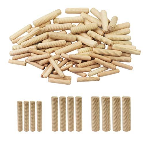 Luckkyme, 400pcs 1/4” 5/16” 3/8" L Fluted Wood Dowel Pins Beveled Ends Tapered for Easier Ins... | Amazon (US)