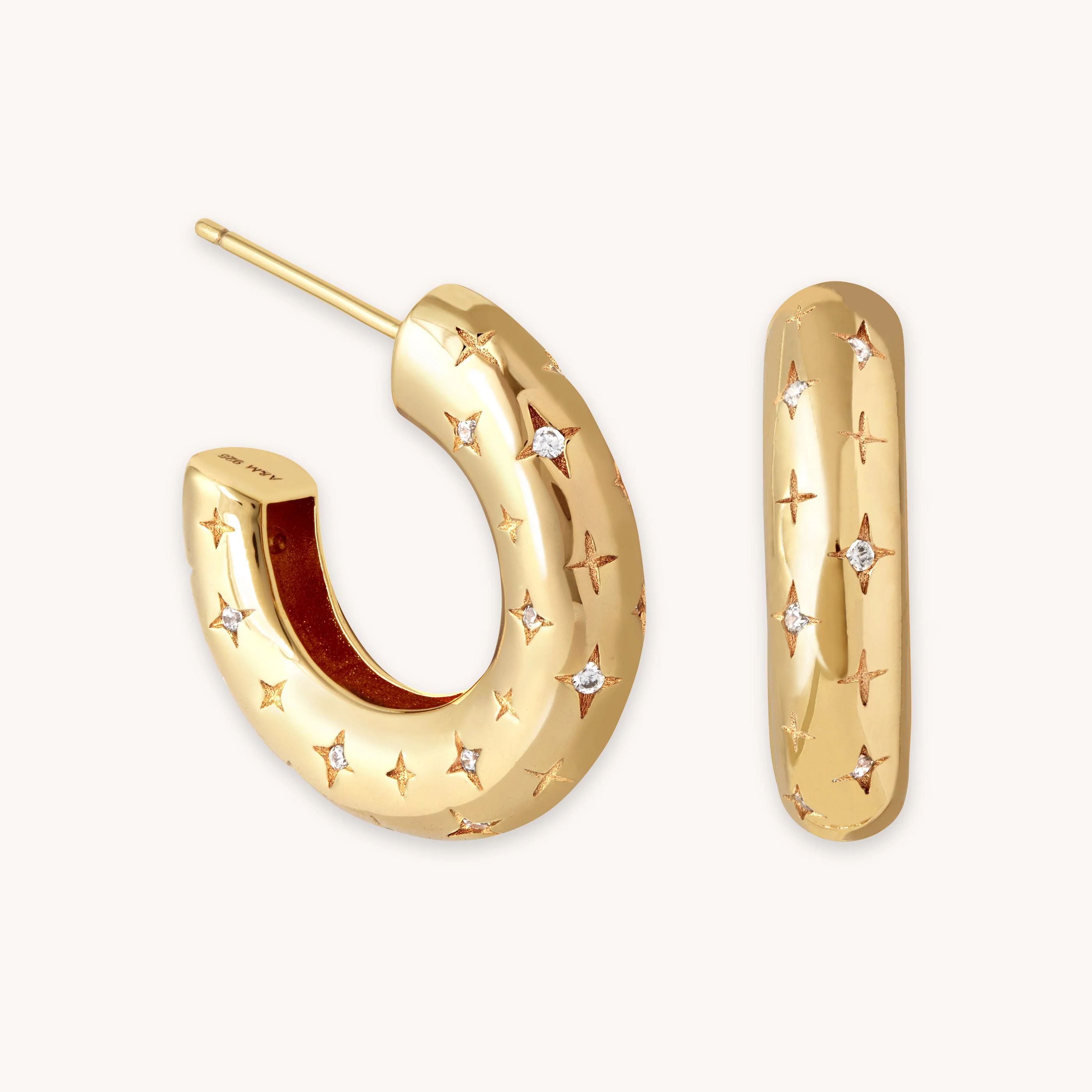 Cosmic Star Dome Hoops in Gold | Astrid & Miyu EU