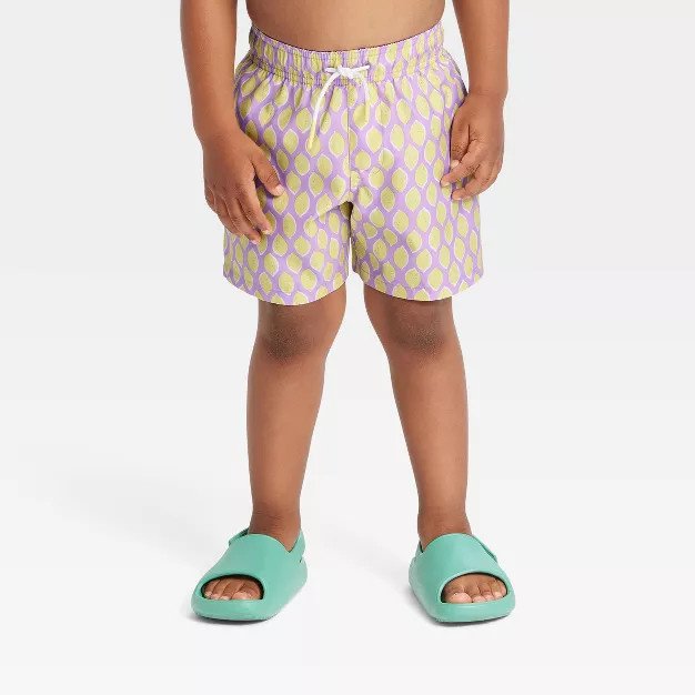 Toddler Boys' Lemon Print Swim Shorts - Cat & Jack™ Yellow | Target