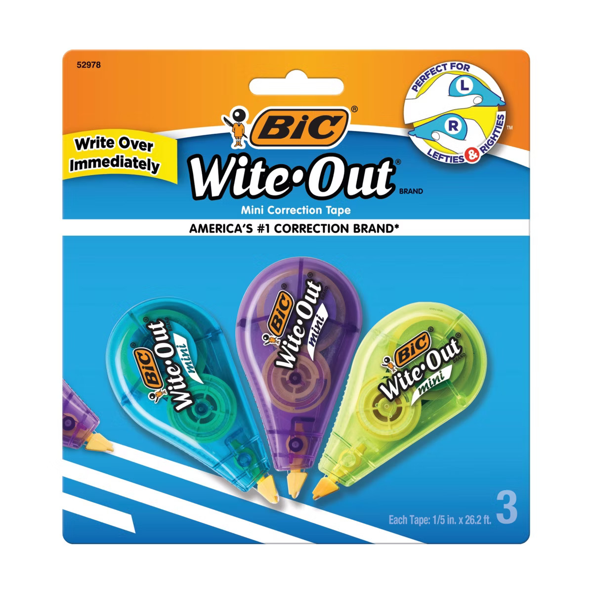 3pk Wite-Out Correction Tape Mini White - BIC: Stationery Office Supplies, 26.2ft Length, Multico... | Target