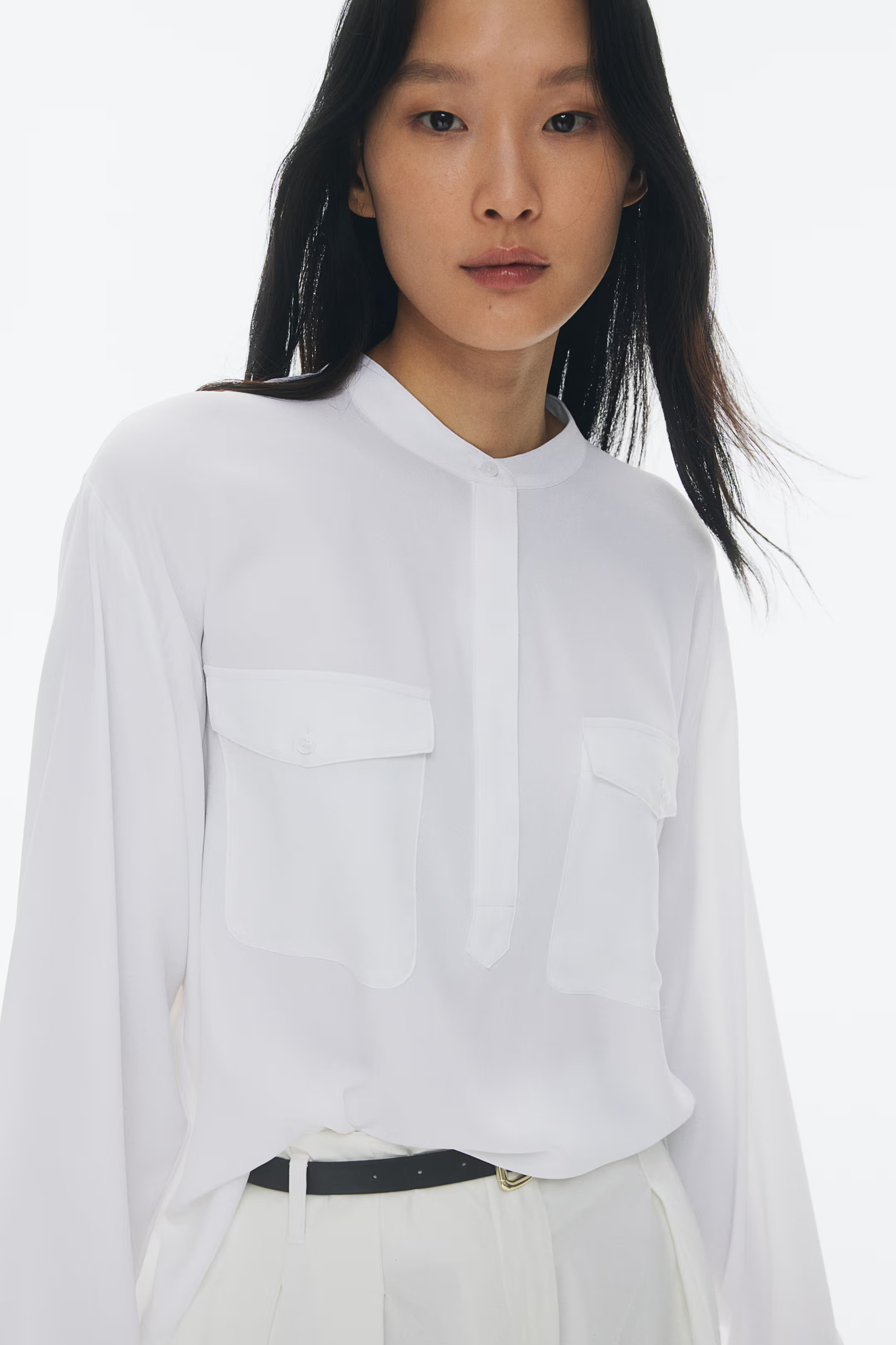 Bluse mit Stehkragen - Weiß - Ladies | H&M AT | H&M (DE, AT, CH, NL, FI)