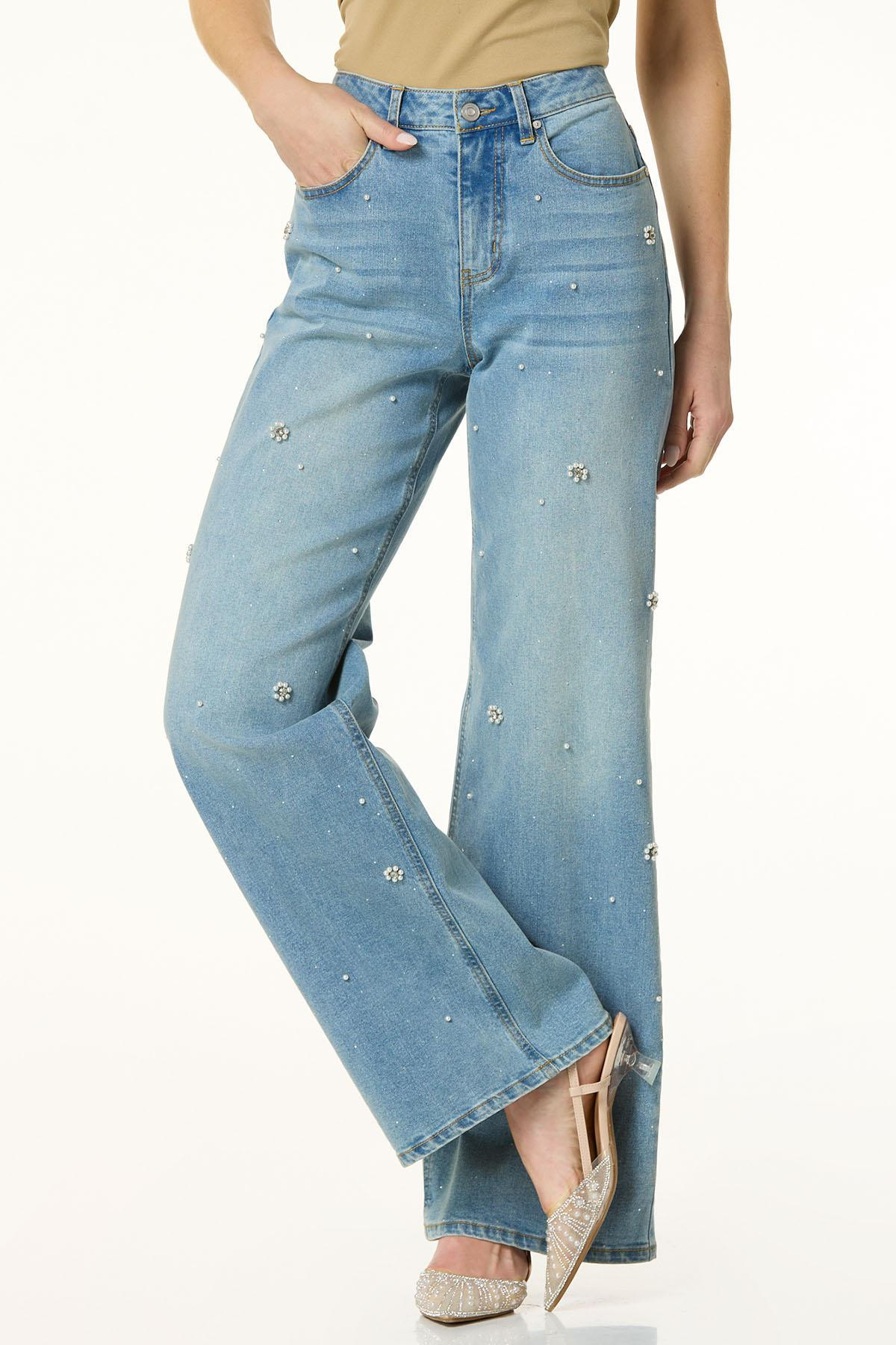 Pearl Rhinestone Jeans | Cato Fashions