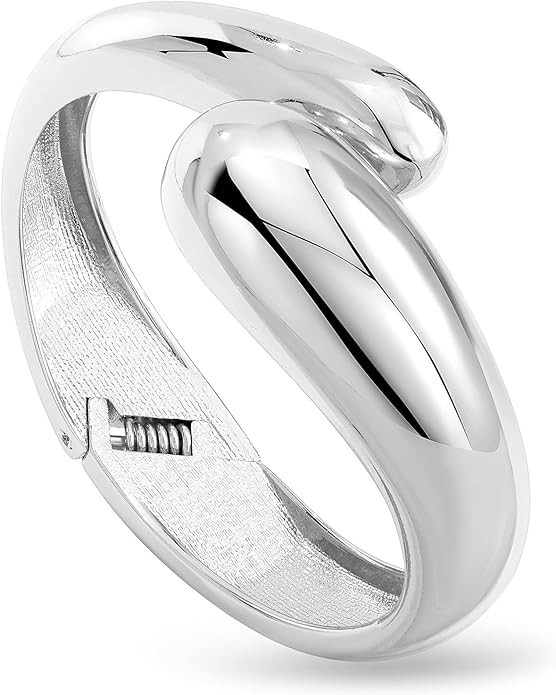 Gold Chunky Cuff Bangle Bracelets for Women, Paperclip Geometric 14K Gold Plated Open Adjustable ... | Amazon (US)