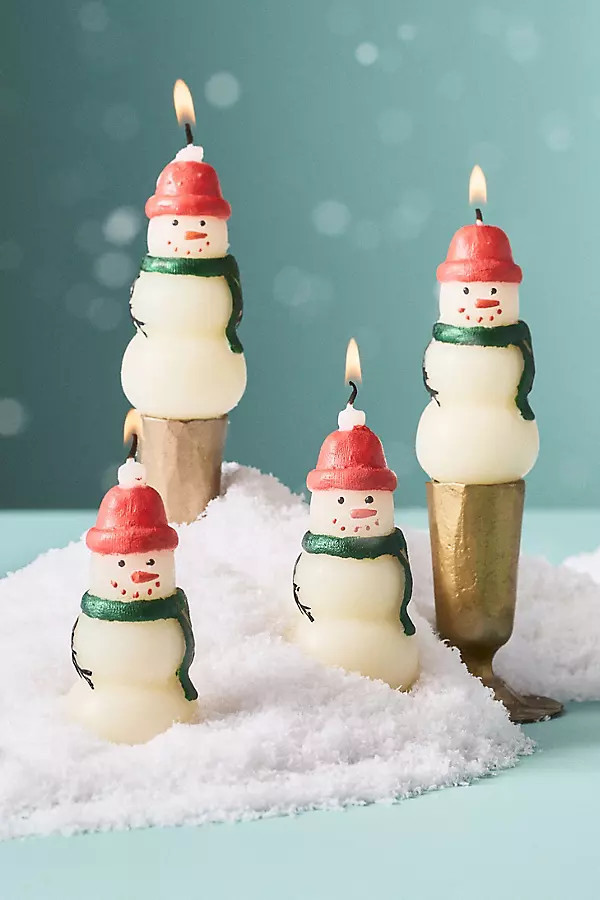 Snowman Shaped Taper Candles, Set of 4 | Anthropologie (US)