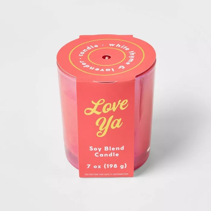 7oz Celebration Coral Hot Pink Glass with Iridescent Finish &#39;Love Ya&#39; Candle - Opalhouse&... | Target