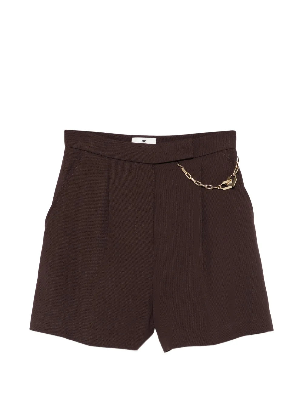 Elisabetta Franchi chain-detail pleated shorts - Brown | Farfetch Global