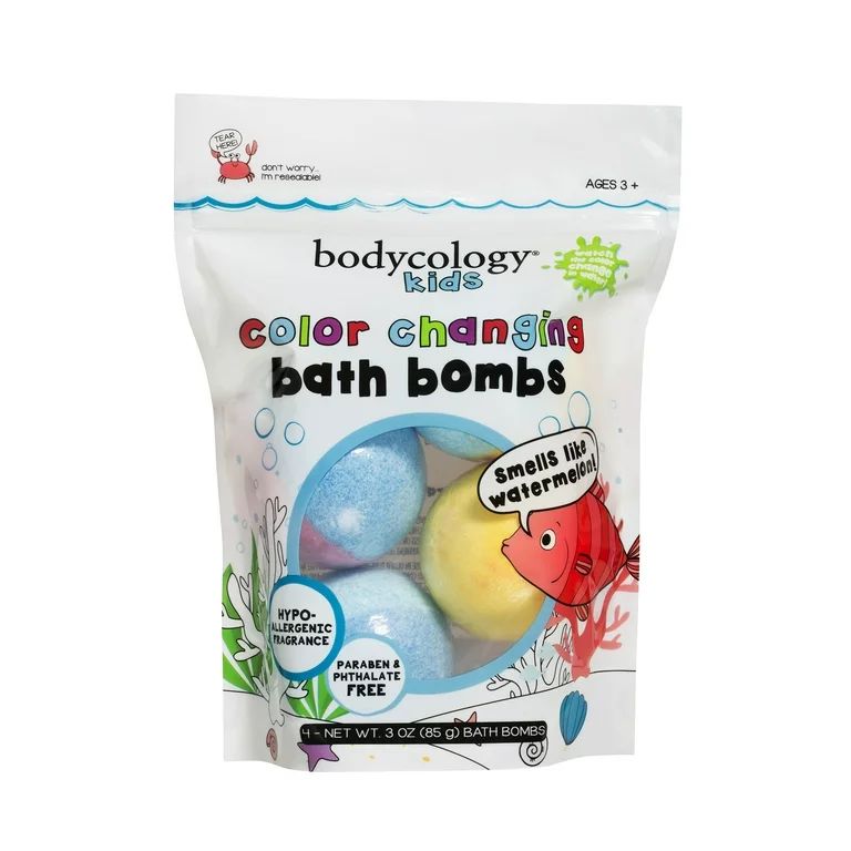 bodycology Kids Watermelon Color Changing Bath Bomb, 4 Count, 3 Oz. each | Walmart (US)