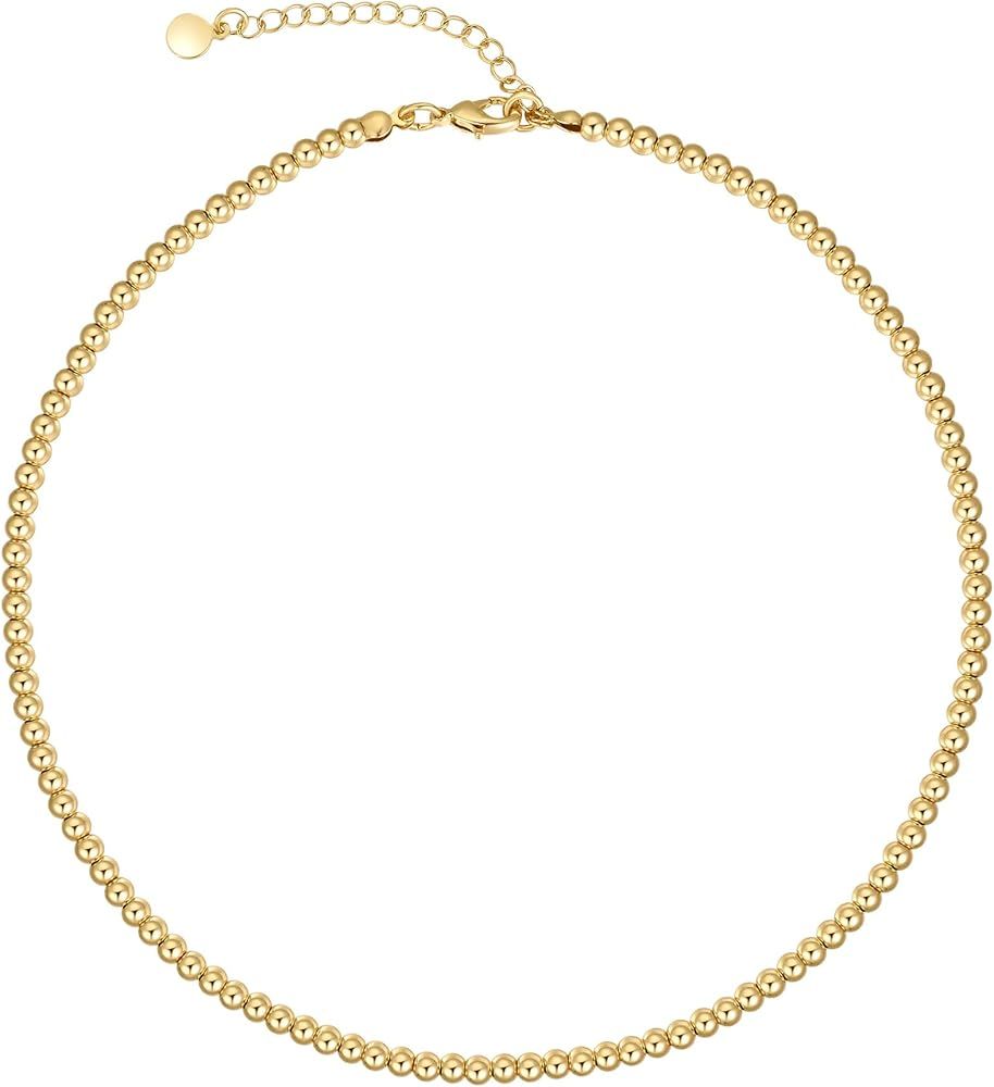 14K Gold / Silver Plated Chain Choker Necklace 5MM Flat Snake Chain Herringbone Necklace Thick Chunk | Amazon (US)