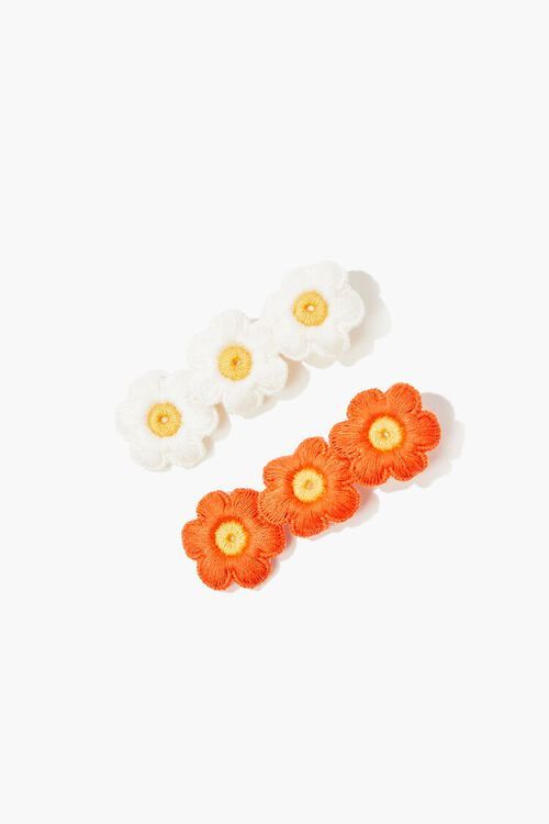 Embroidered Flower Gator Clip Set | Forever 21 (US)