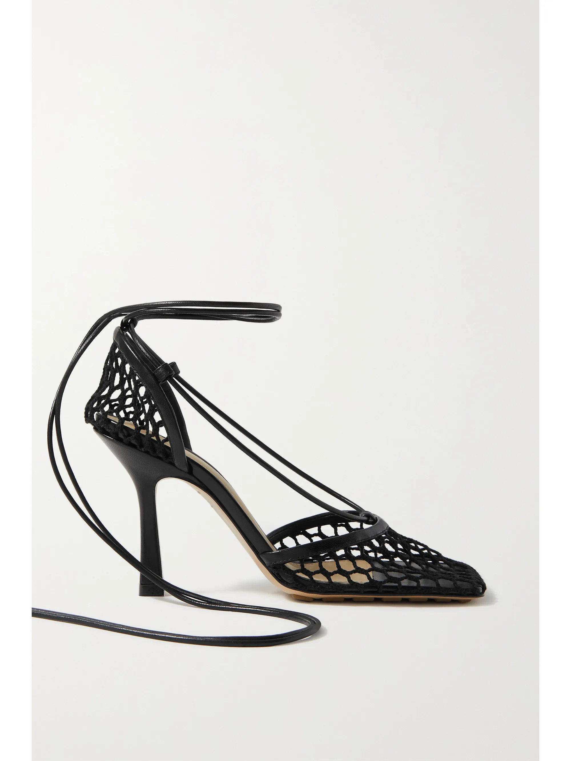 Lace-up leather-trimmed mesh pumps | NET-A-PORTER (US)