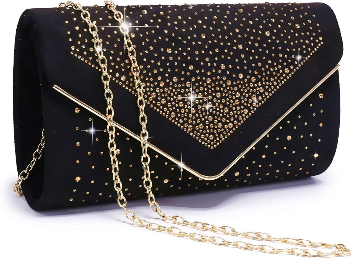 Dasein Women Rhinestone Evening Bag Faux Suede Clutch Formal Party Sparkly Purses Cocktail Weddin... | Amazon (US)