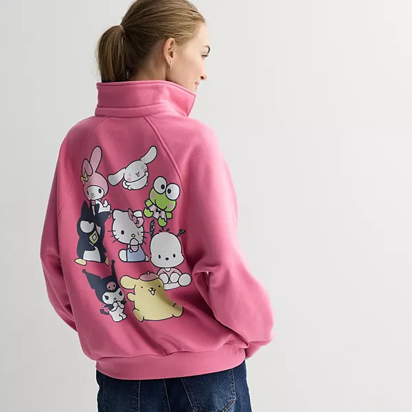 Juniors' Hello Kitty & Friends Riding Rainbow Crewneck Fleece Pullover | Kohl's