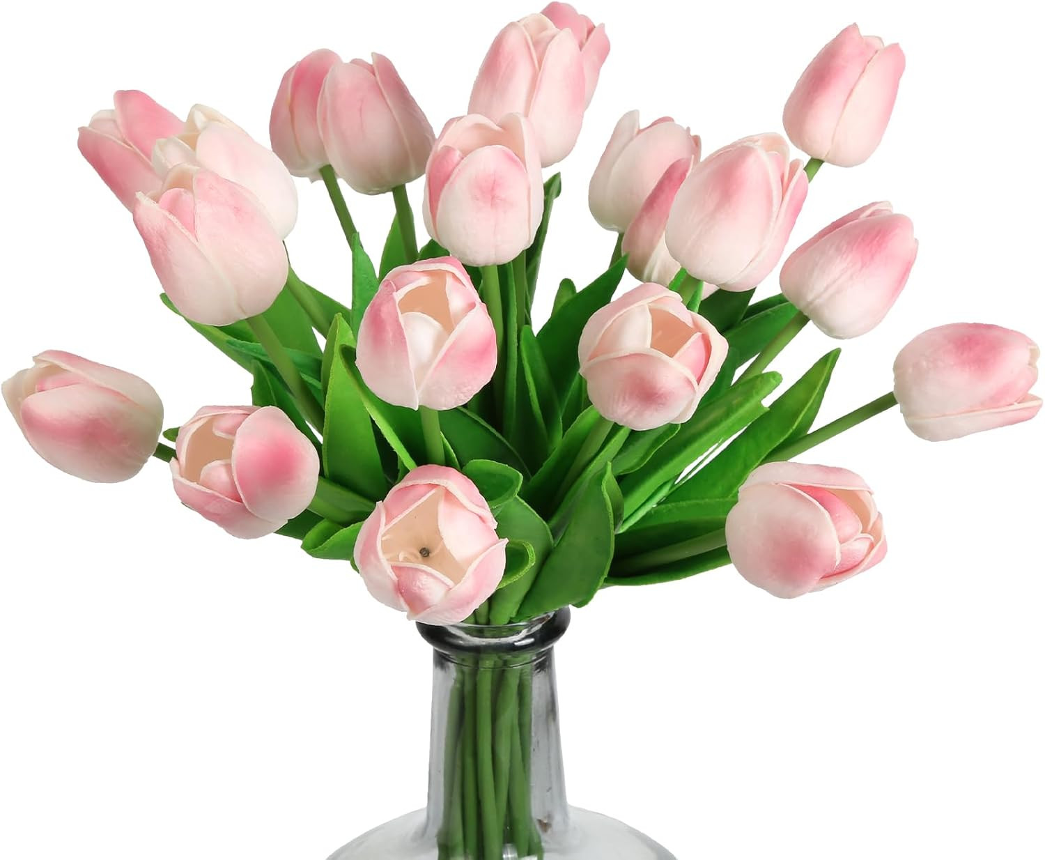 IPOPU 24PCS Real Touch Pink Tulips Artificial Flowers (Baby Pink, 13.4"H x 1.97"D) for Home Decor... | Amazon (US)