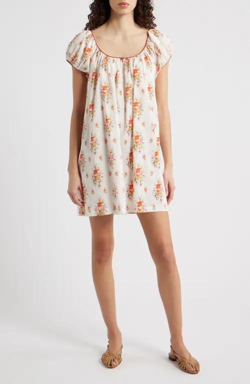 DÔEN Julia Floral Print Organic Cotton Shift Dress in Rose Petit Bouquet De Chamonix at Nordstrom, Size Medium | Nordstrom