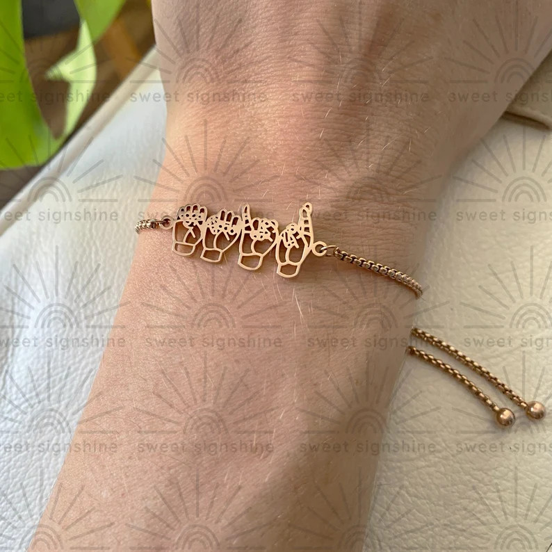 ASL Bracelet Fingerspelling Name Bracelet Word Bracelet - Etsy | Etsy (US)