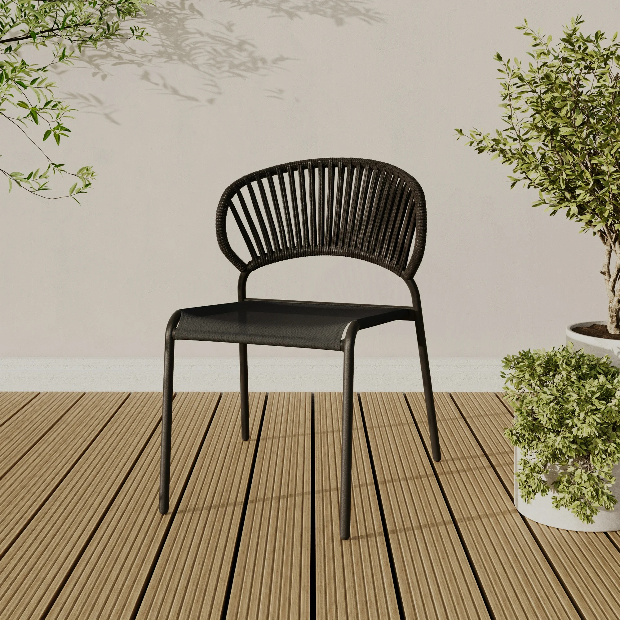 HOMETRENDS Elora Steel Outdoor Stacking Chair, Black | Walmart (CA)